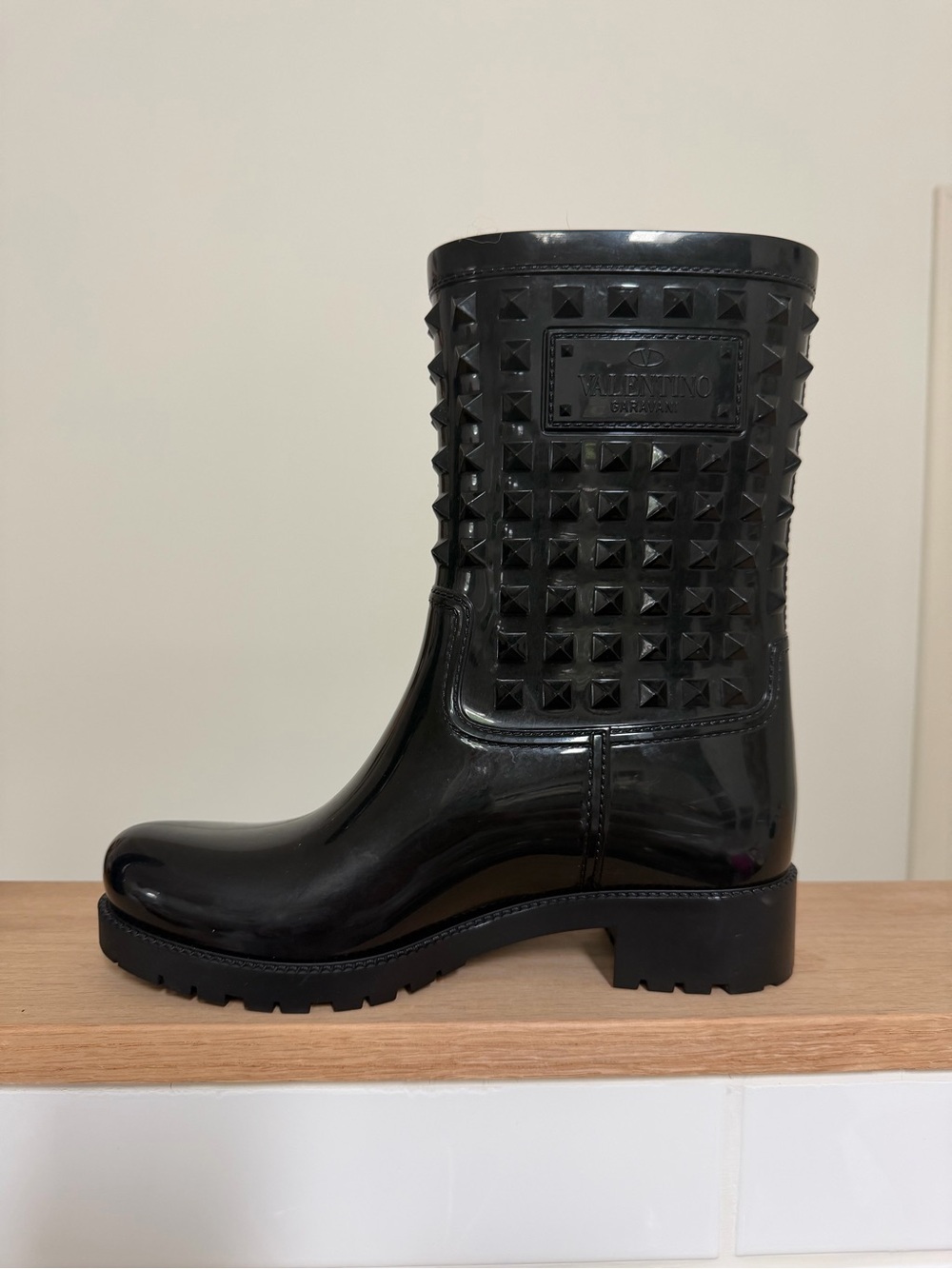 Valentino Garavani Black Stud-Embellished Rain Boot